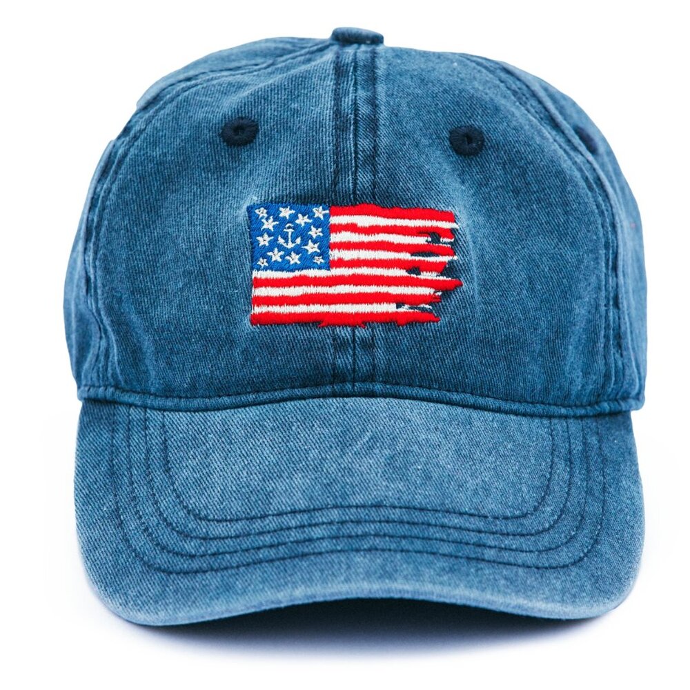 New Kiel James Patrick Old Glory Embroidered Twill Ball Cap Hat - Navy Blue